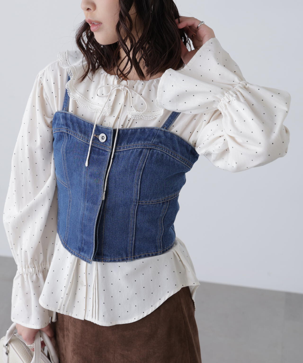 パネル切り替えデニムビスチェ