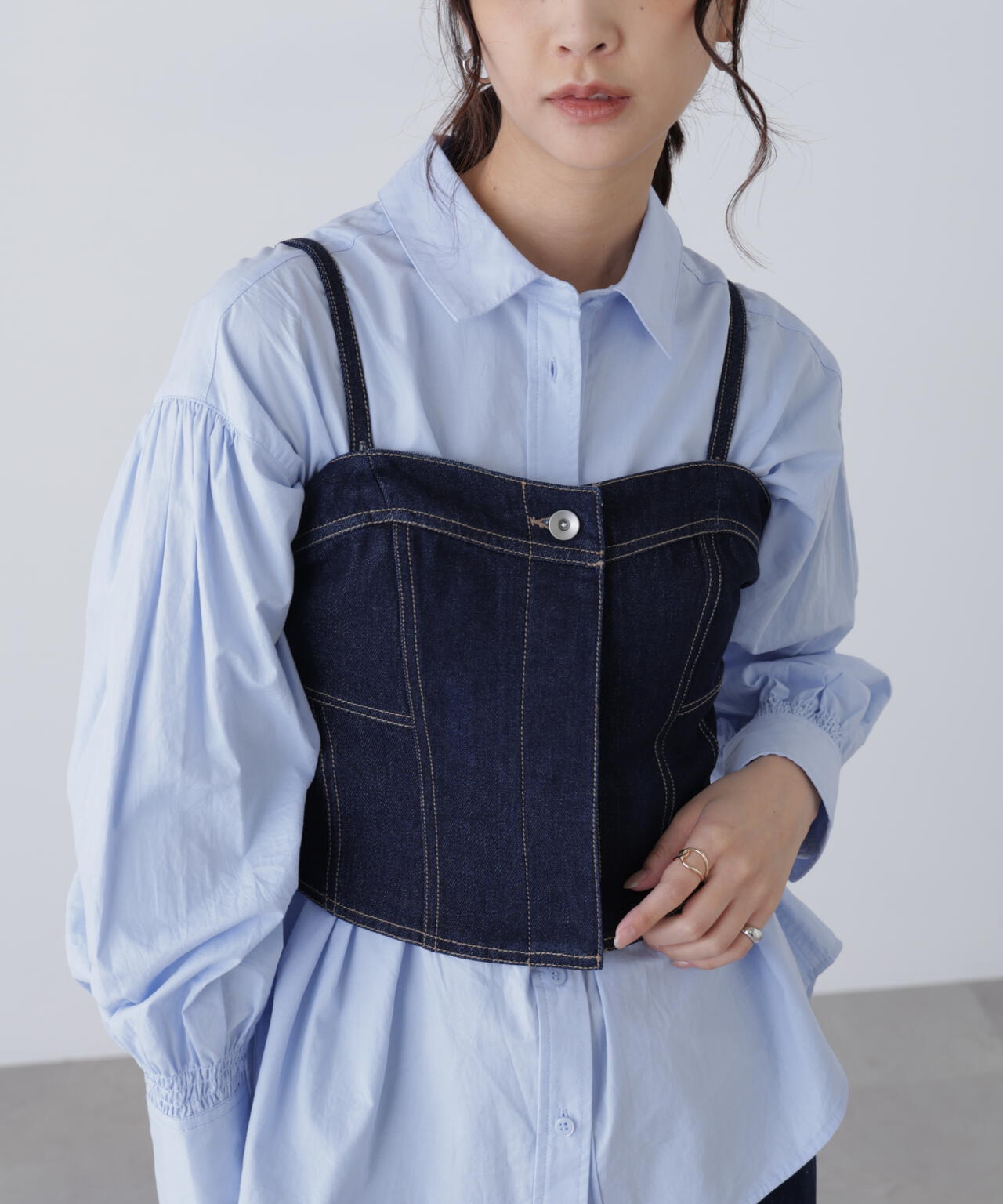 パネル切り替えデニムビスチェ