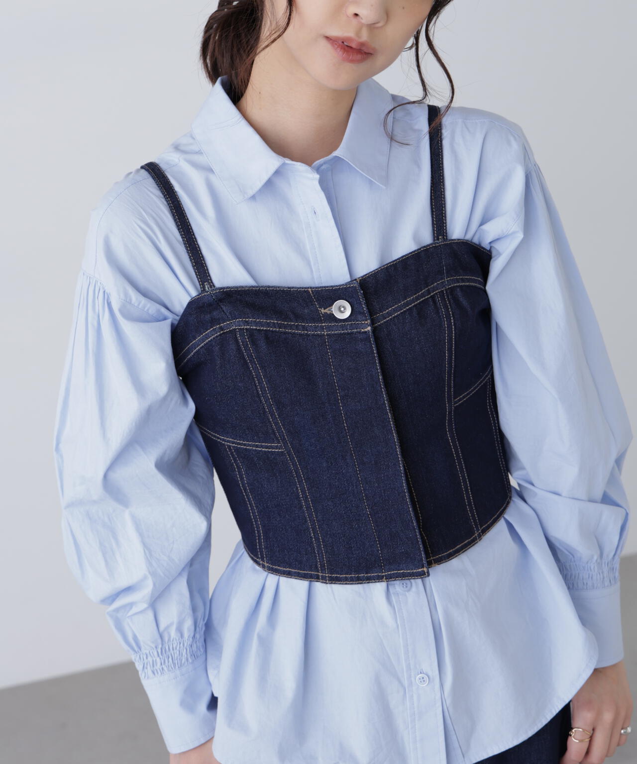 パネル切り替えデニムビスチェ