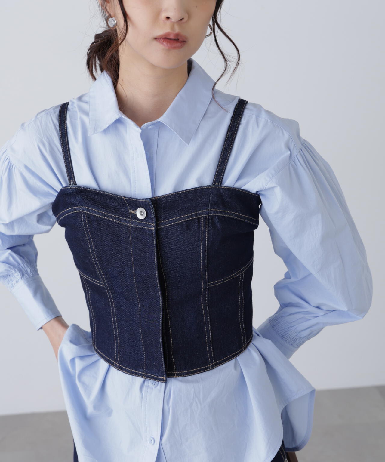 パネル切り替えデニムビスチェ