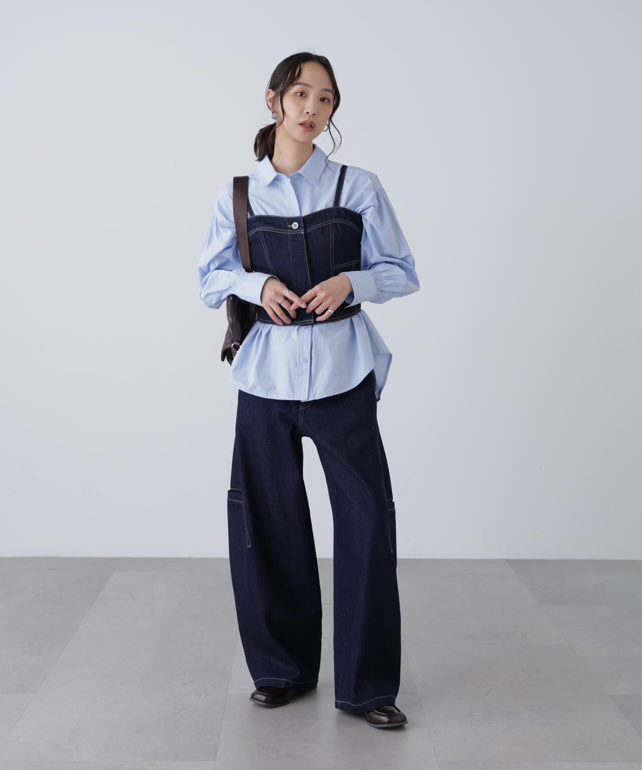 パネル切り替えデニムビスチェ