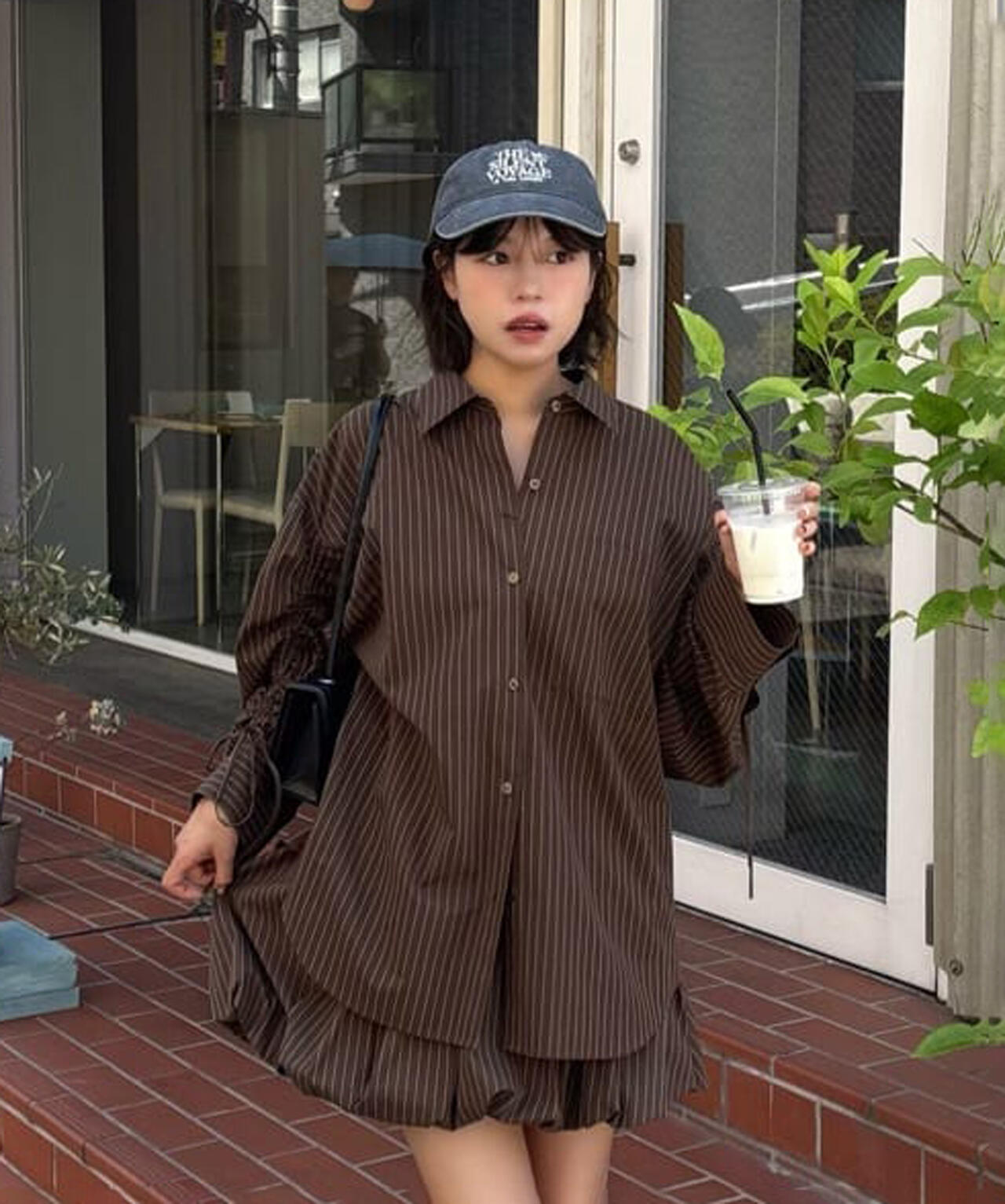 袖シャーリングオーバーシャツ