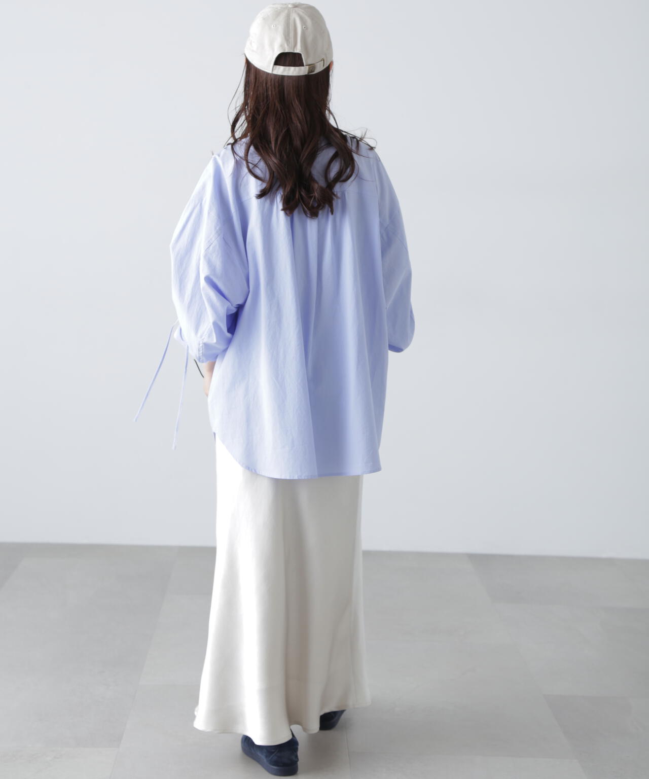 袖シャーリングオーバーシャツ