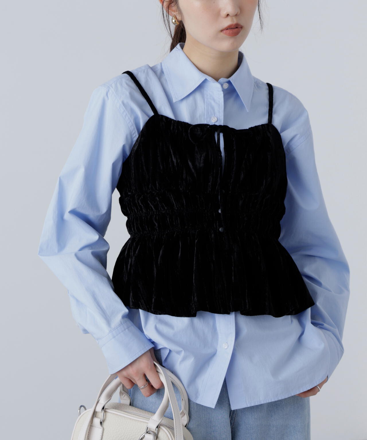 クラッシュベロアシャーリングビスチェ