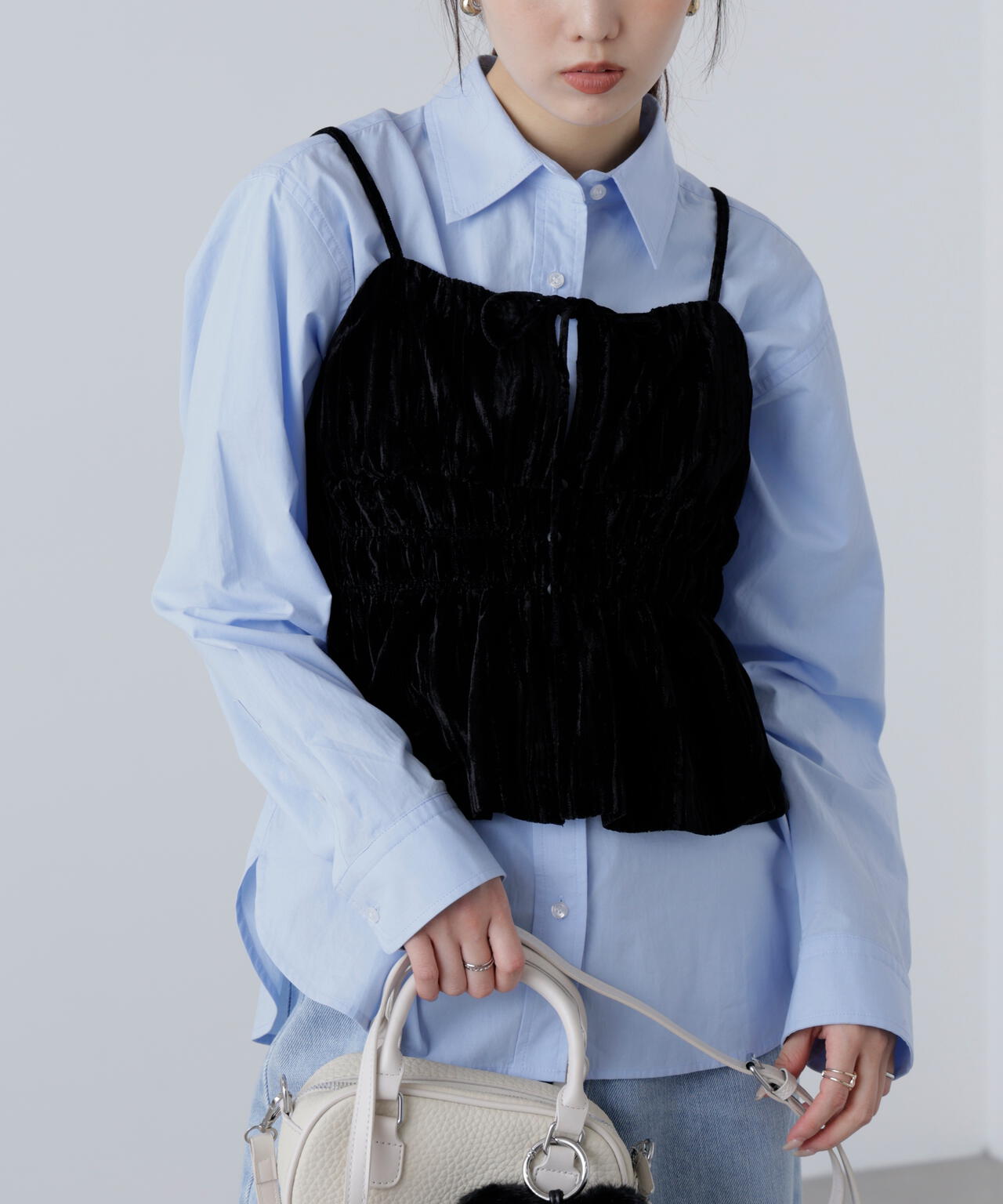 クラッシュベロアシャーリングビスチェ