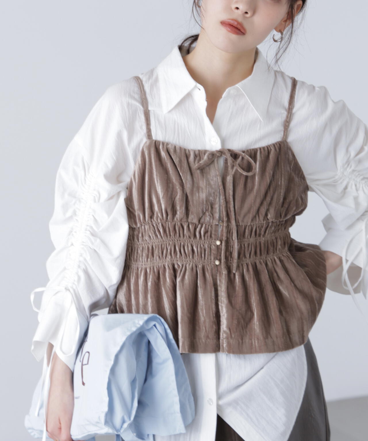 クラッシュベロアシャーリングビスチェ