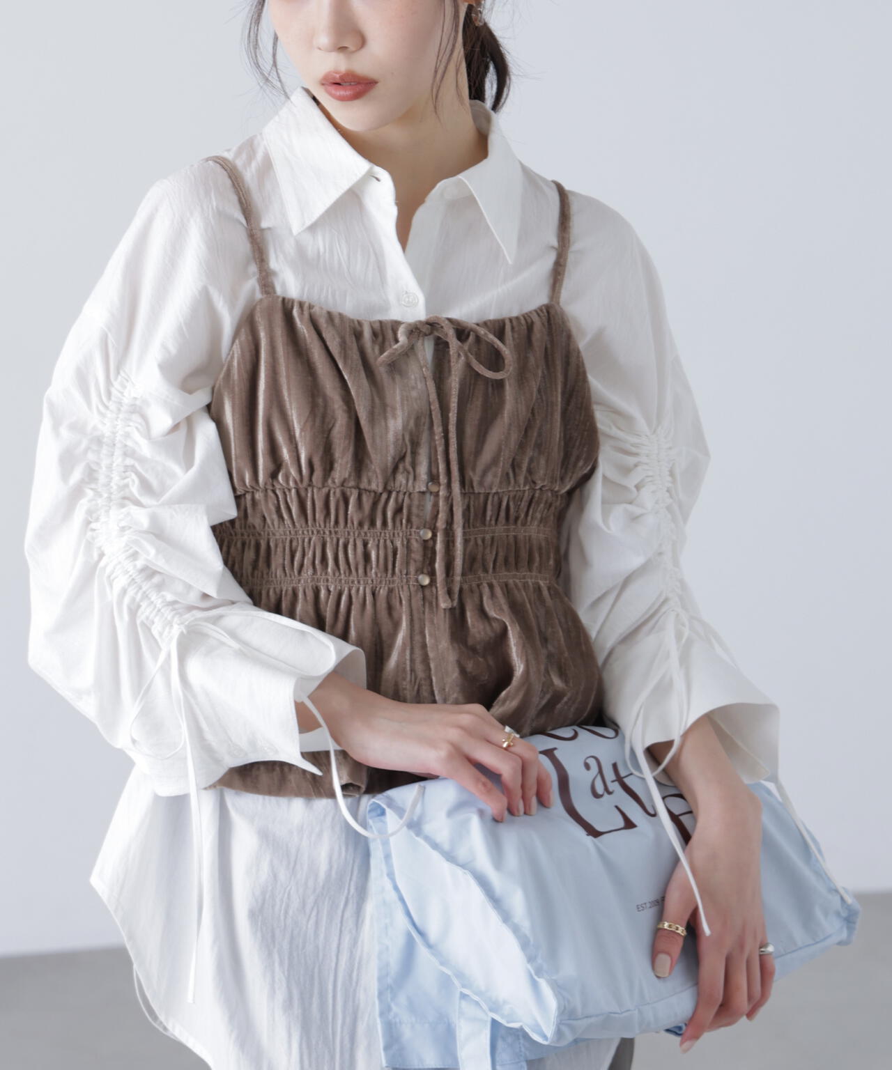 クラッシュベロアシャーリングビスチェ