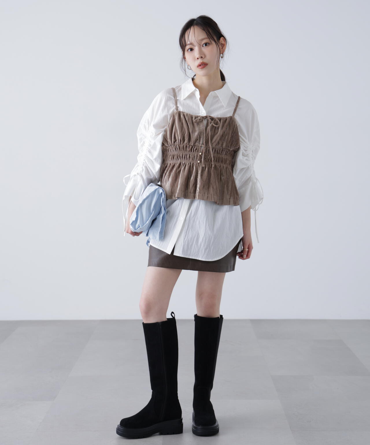 クラッシュベロアシャーリングビスチェ