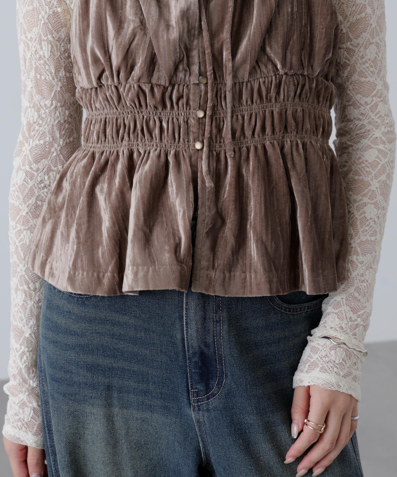 クラッシュベロアシャーリングビスチェ