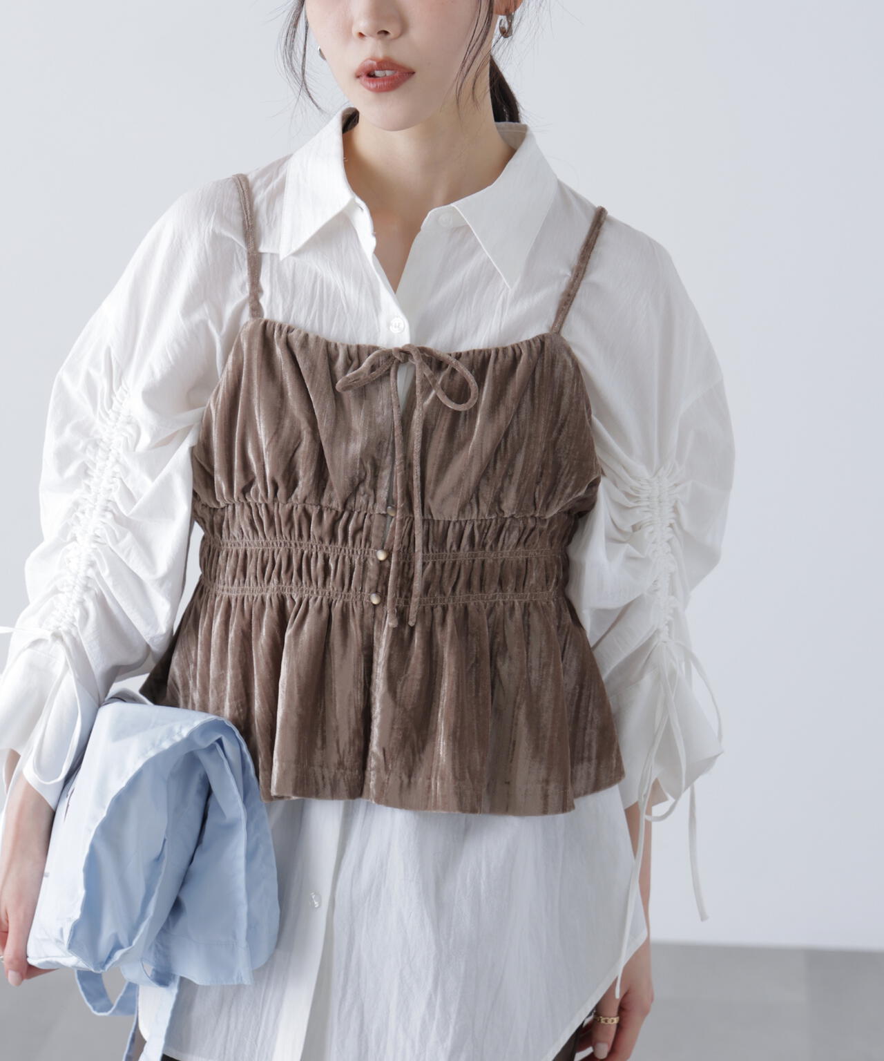 クラッシュベロアシャーリングビスチェ