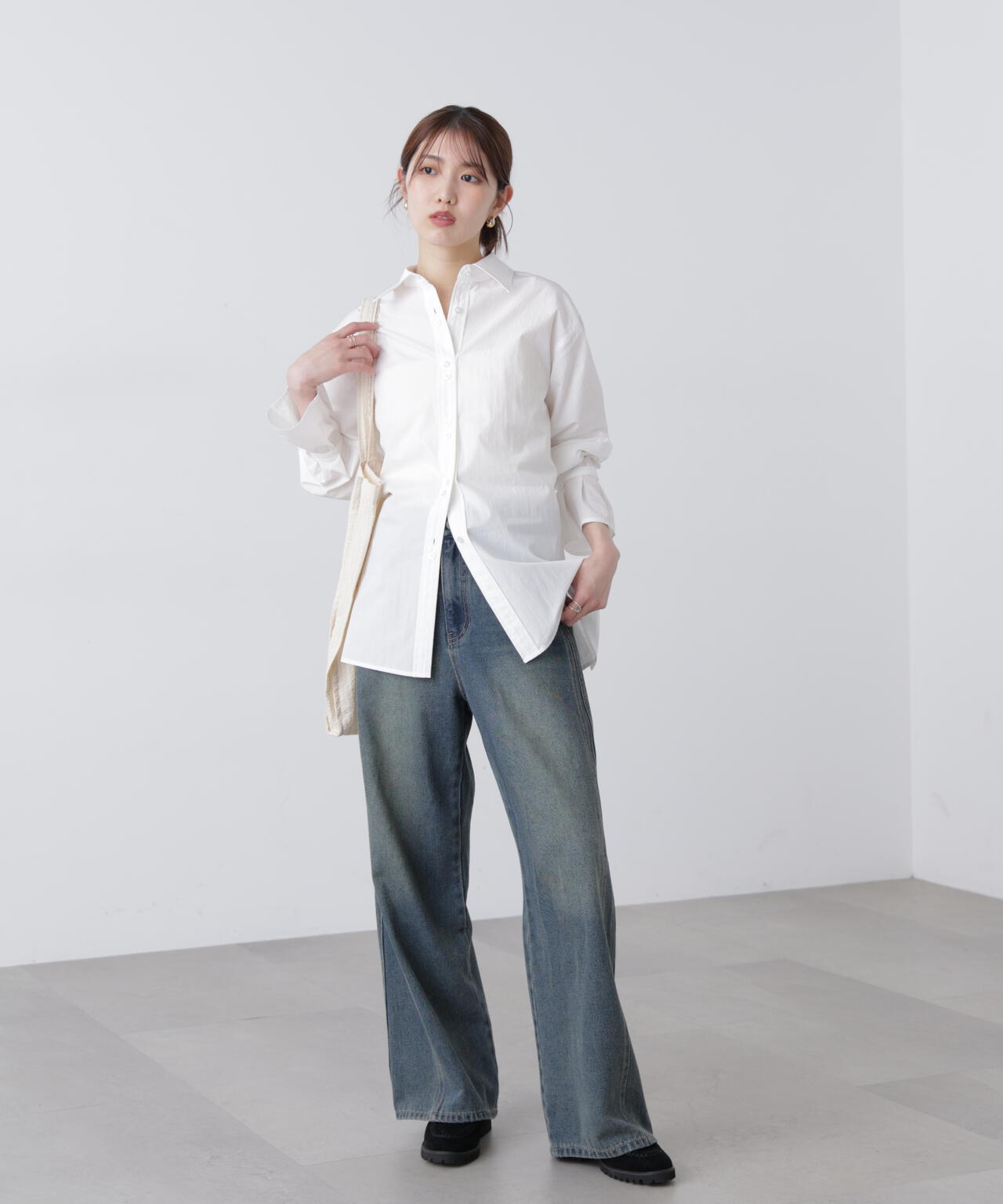 ウエストシェイプレースアップシャツ