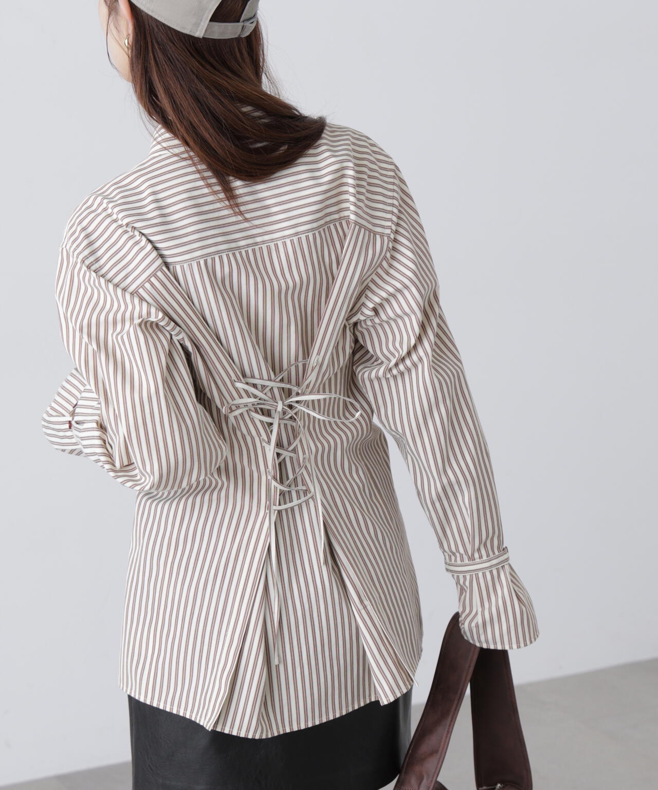 ウエストシェイプレースアップシャツ