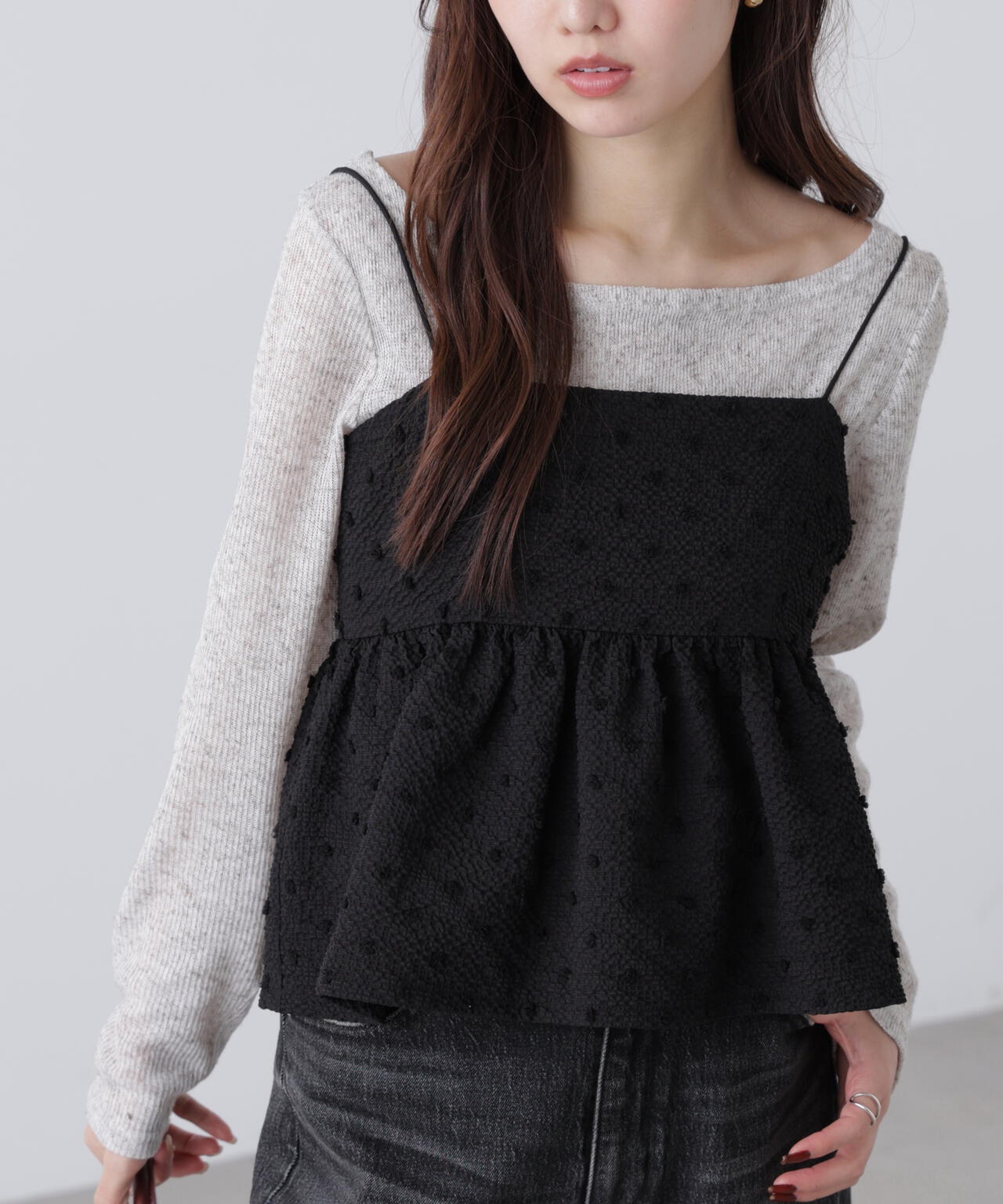 ドットジャガードキャミソールビスチェ