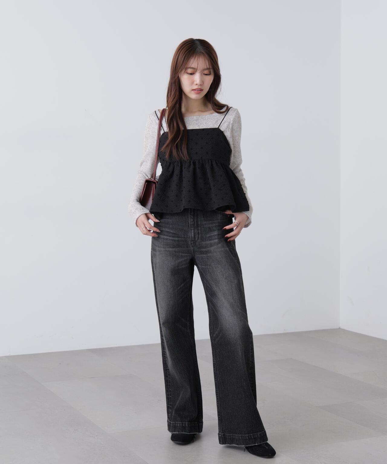 ドットジャガードキャミソールビスチェ