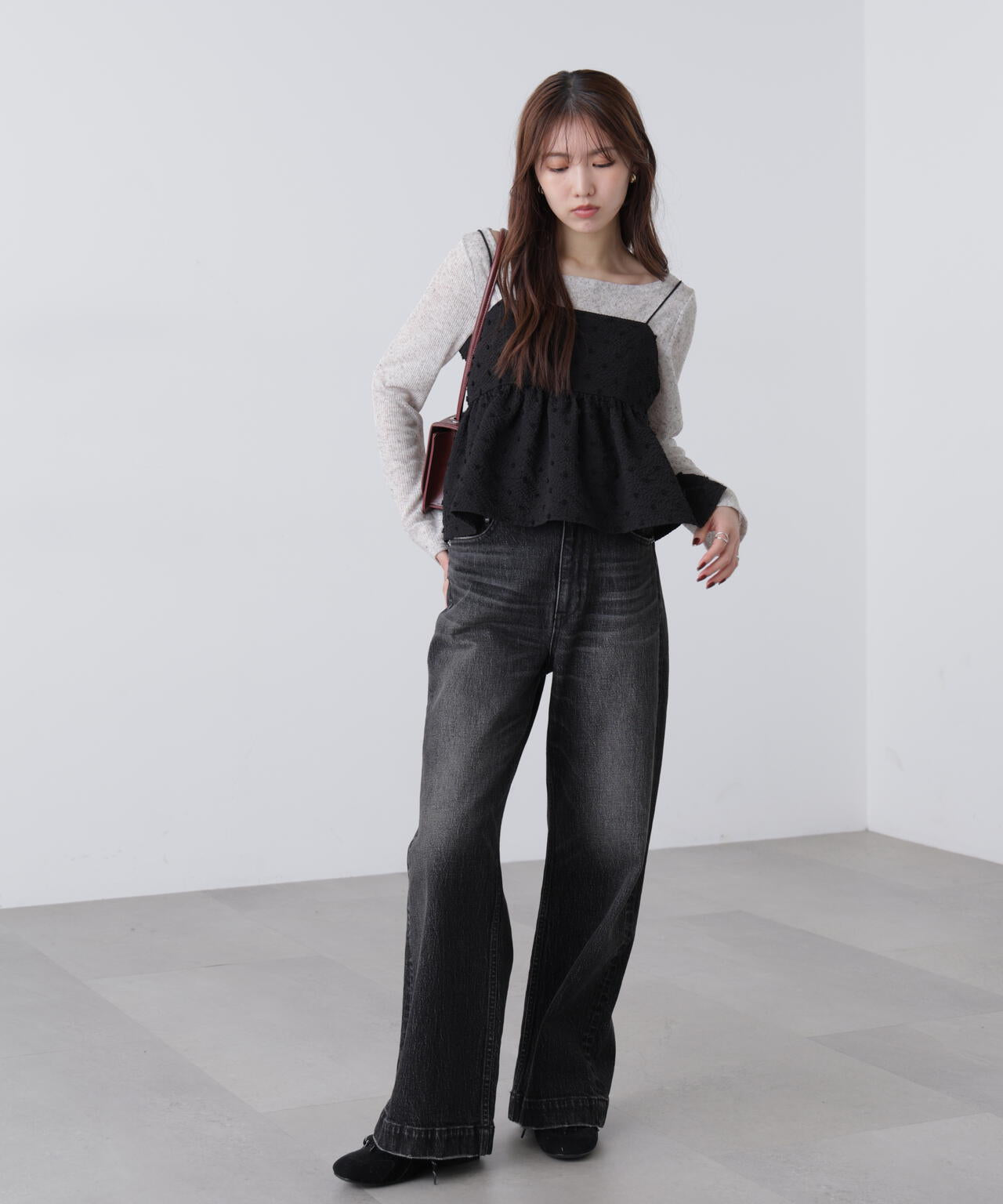 ドットジャガードキャミソールビスチェ