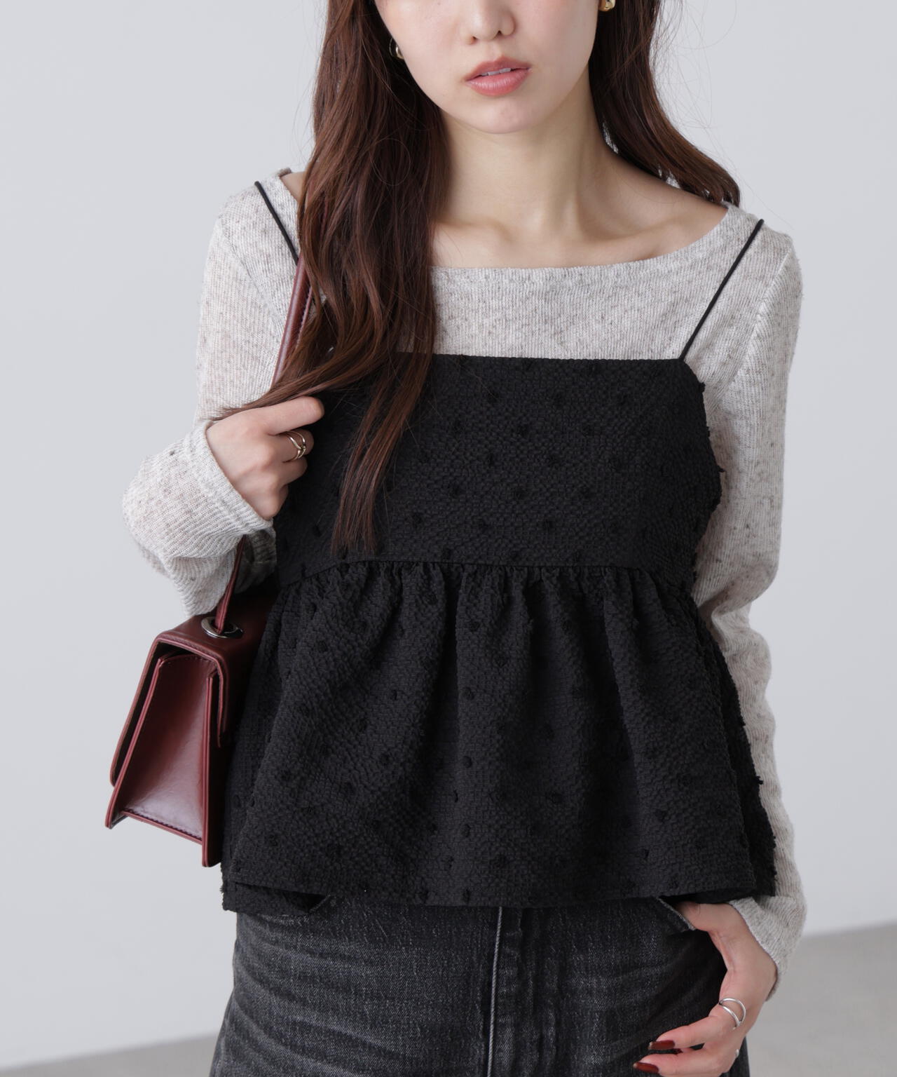 ドットジャガードキャミソールビスチェ