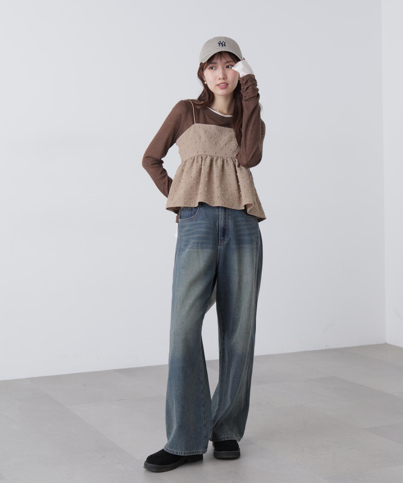 ドットジャガードキャミソールビスチェ