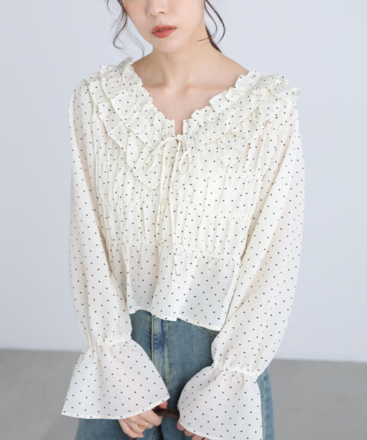 【一部追加生産予約】アソート前後2wayフリルブラウス