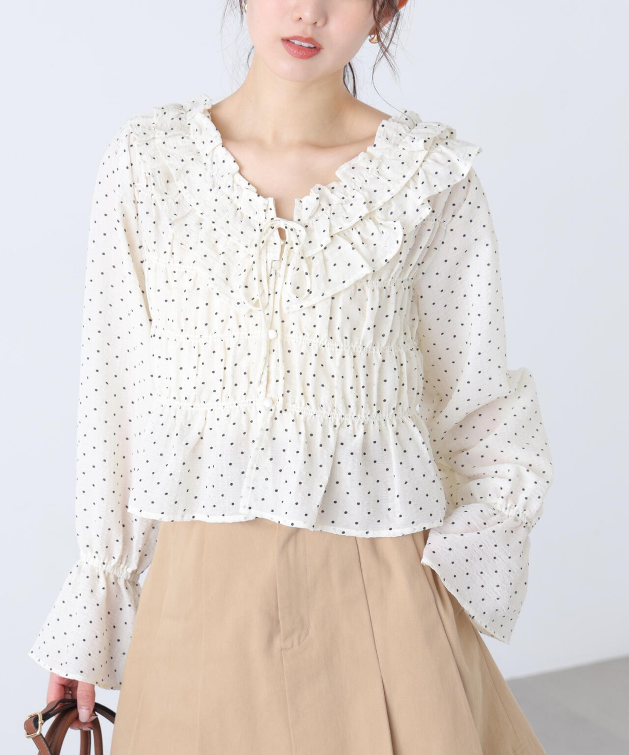 【一部追加生産予約】アソート前後2wayフリルブラウス