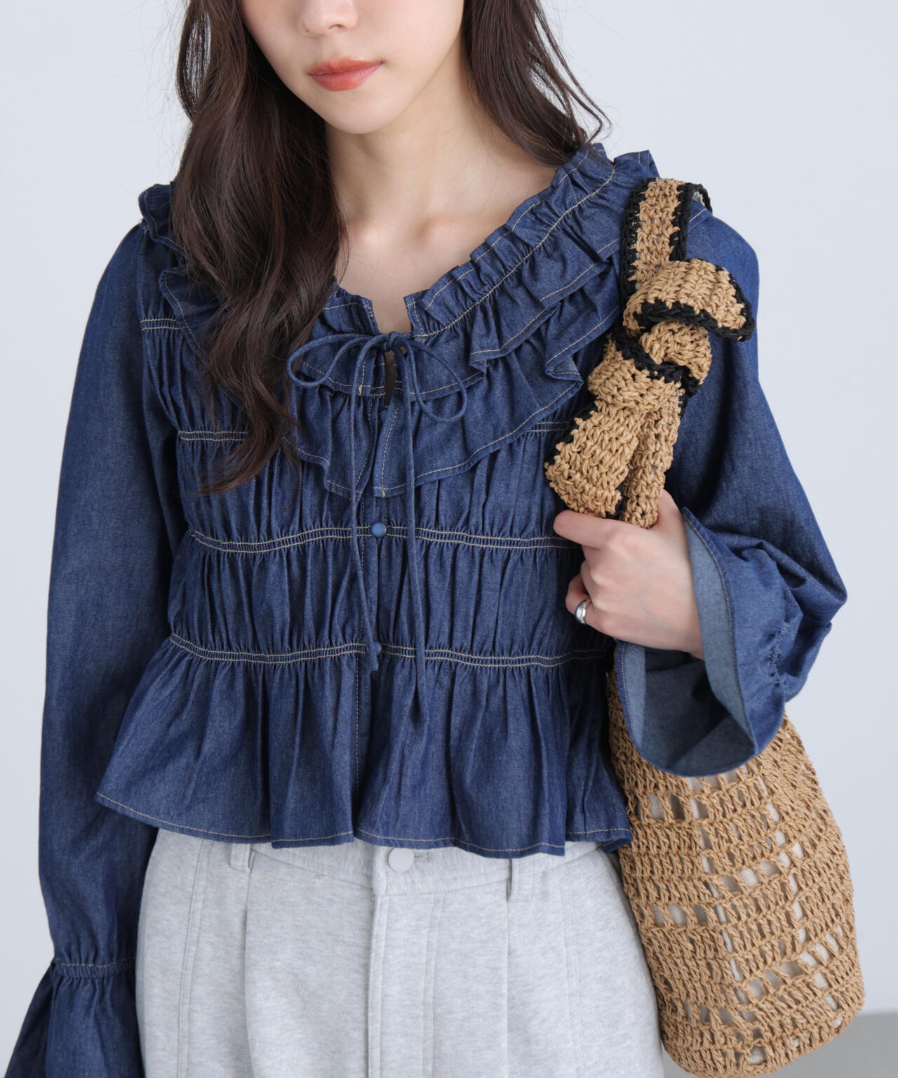 【一部追加生産予約】アソート前後2wayフリルブラウス