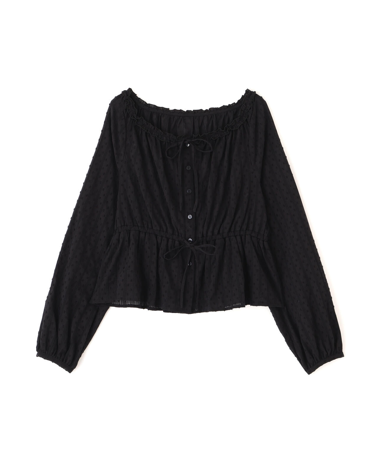 コットンレースペプラムブラウス