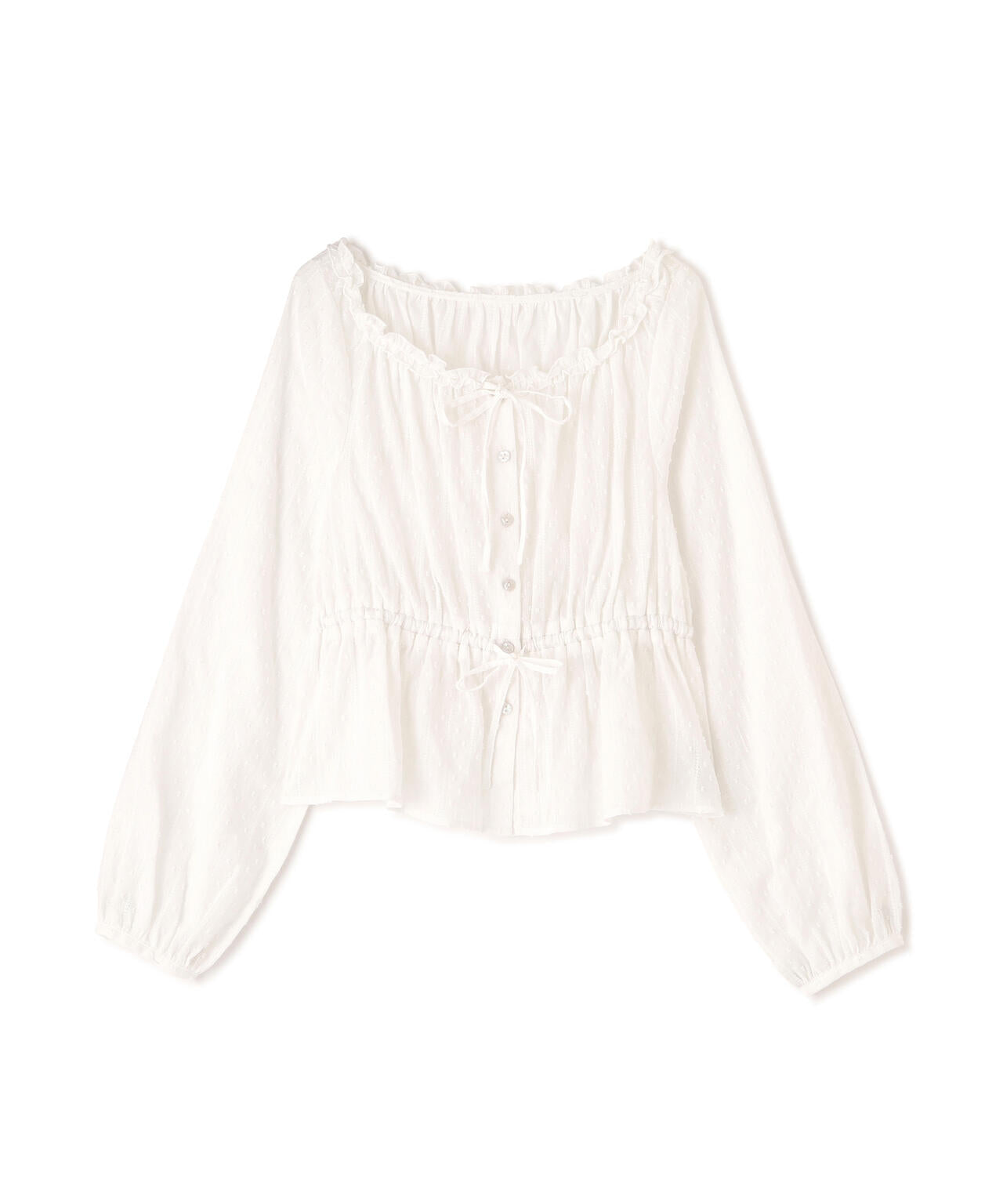 コットンレースペプラムブラウス