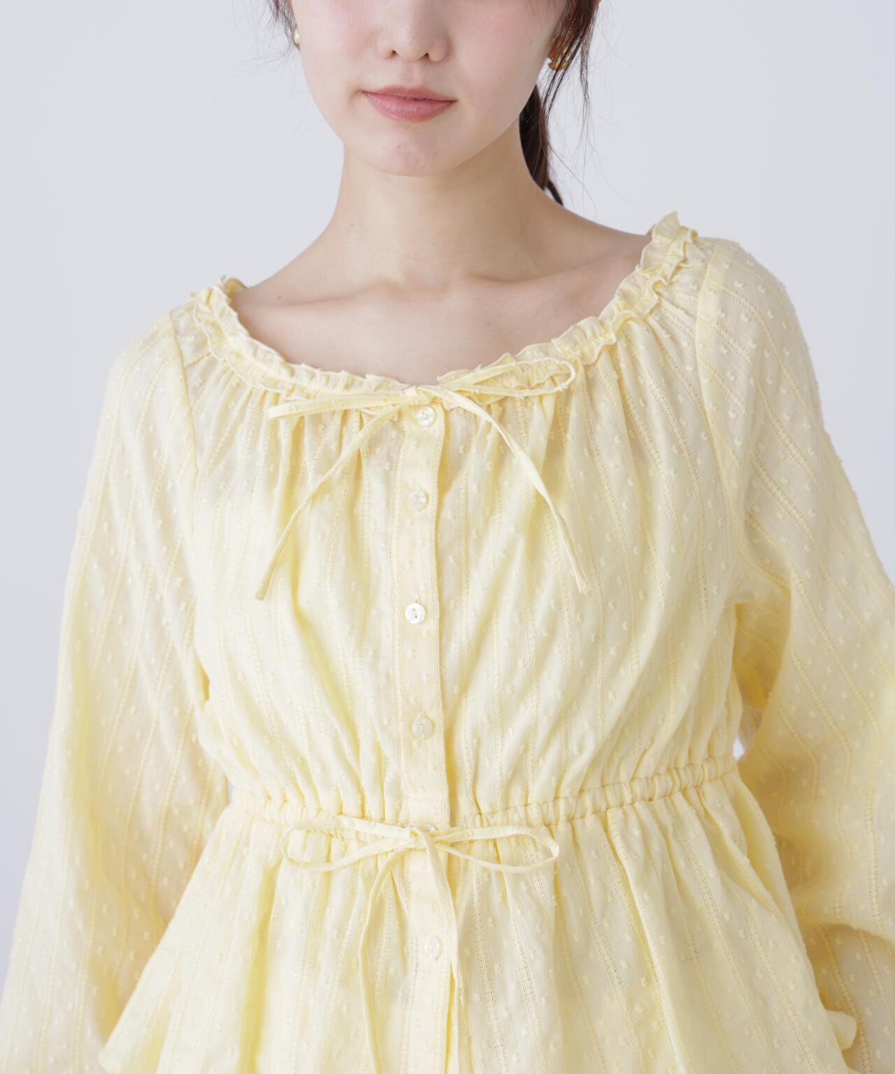 コットンレースペプラムブラウス