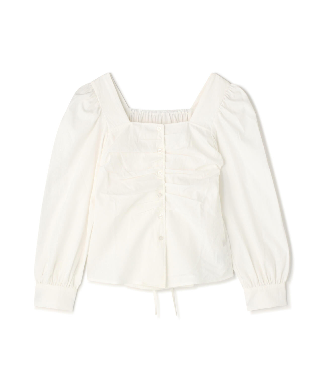 フロントギャザースクエアネックブラウス