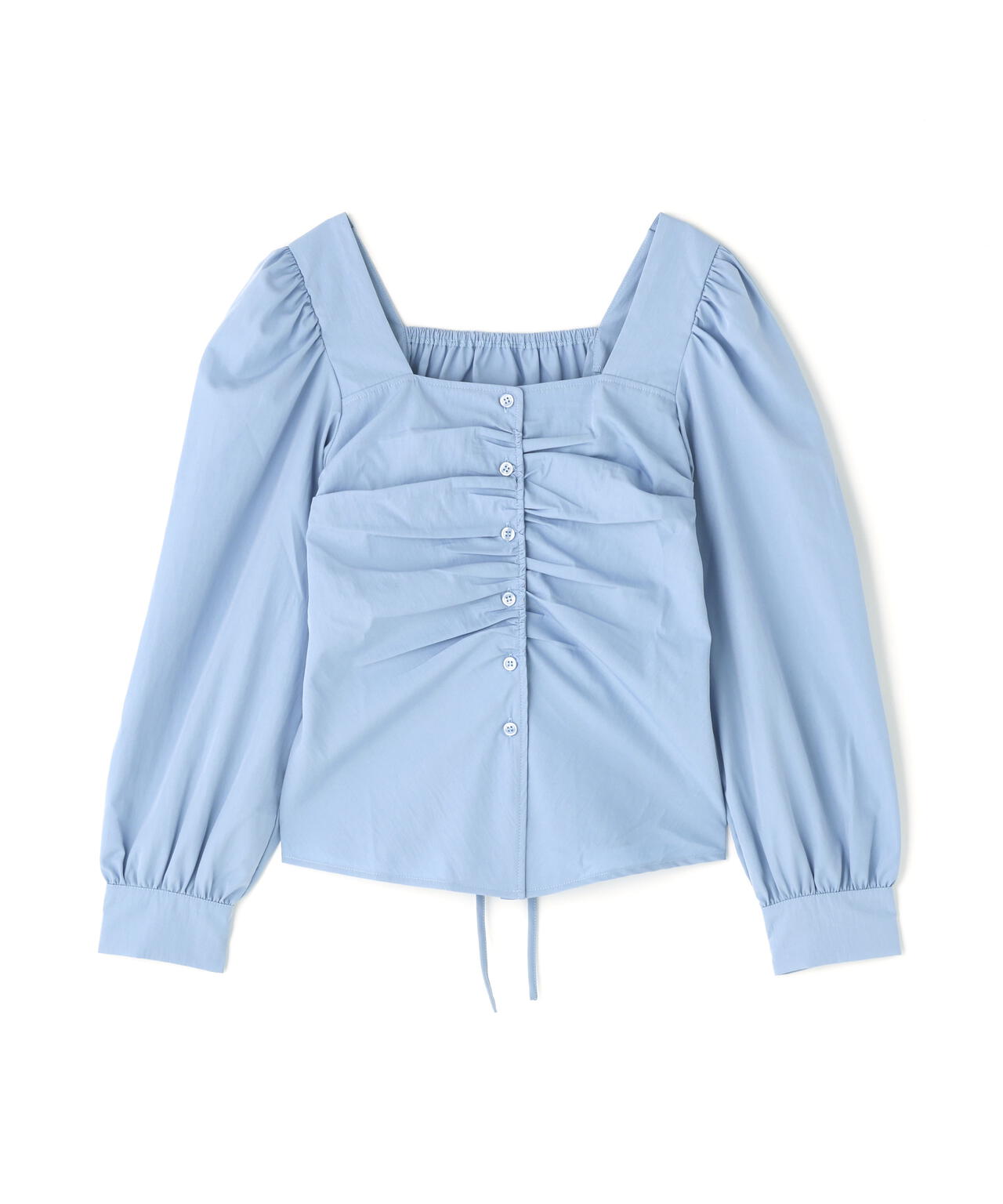フロントギャザースクエアネックブラウス