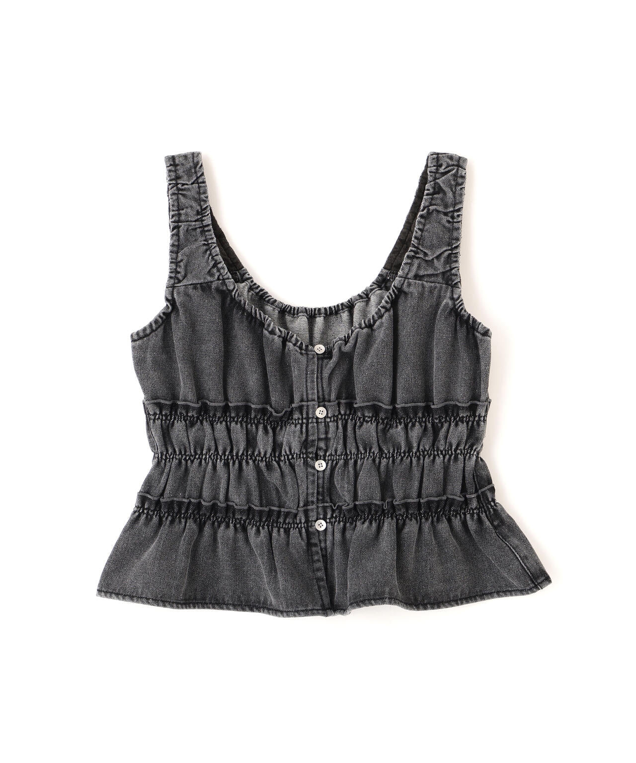 シャーリングデニムビスチェ