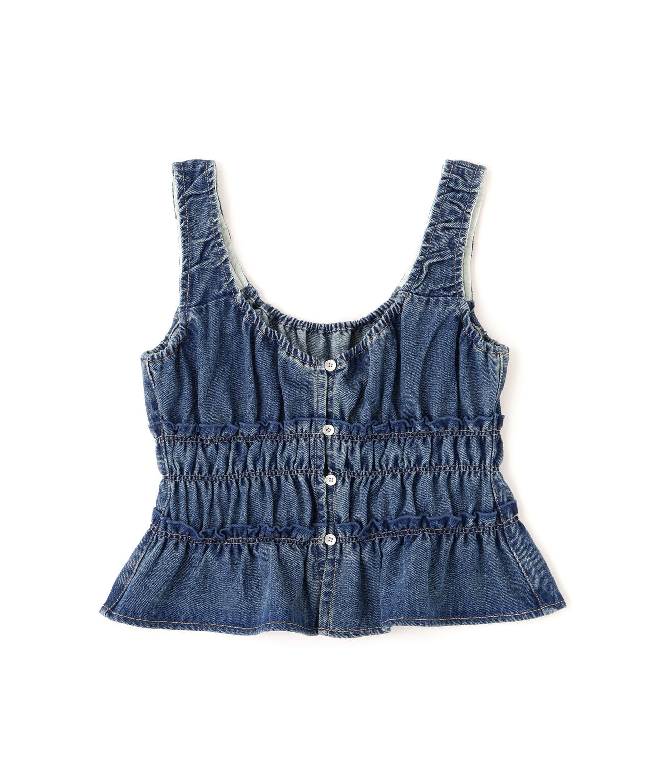 シャーリングデニムビスチェ