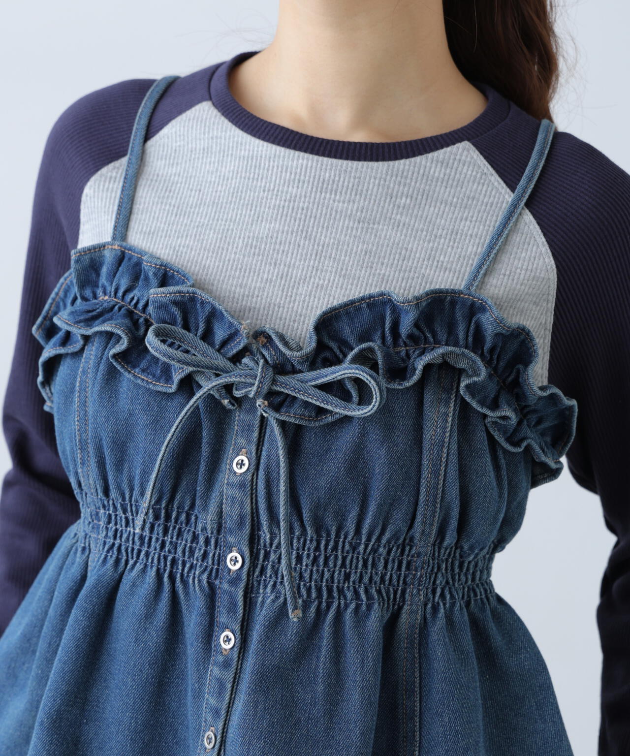 フリルデニムビスチェ