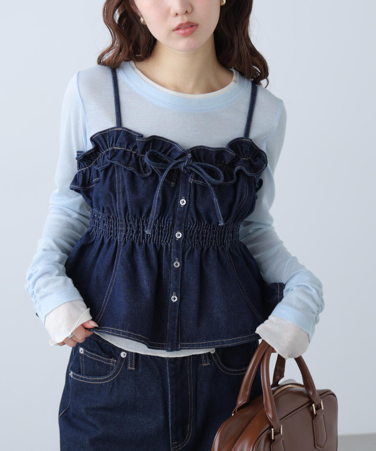フリルデニムビスチェ