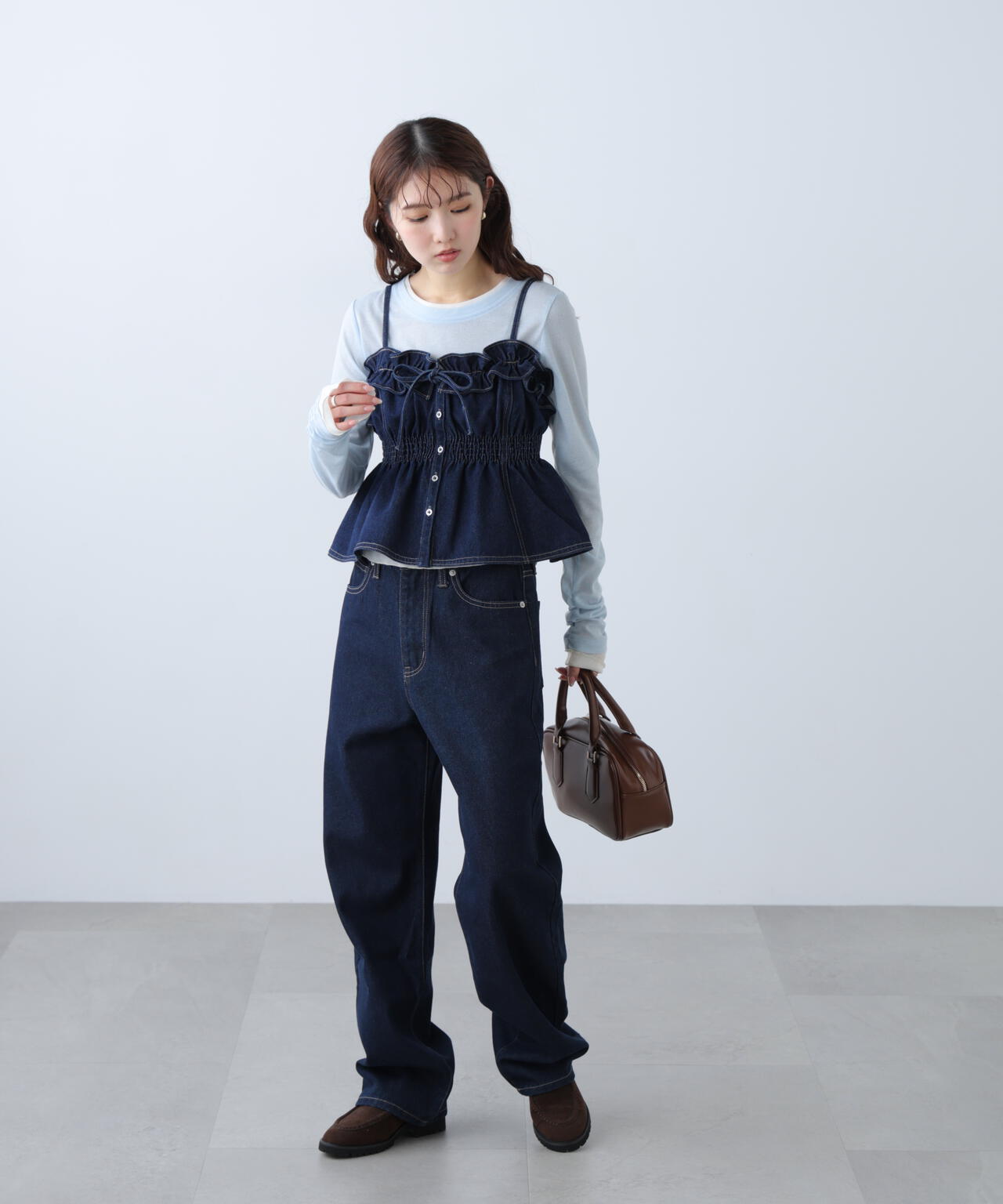 フリルデニムビスチェ