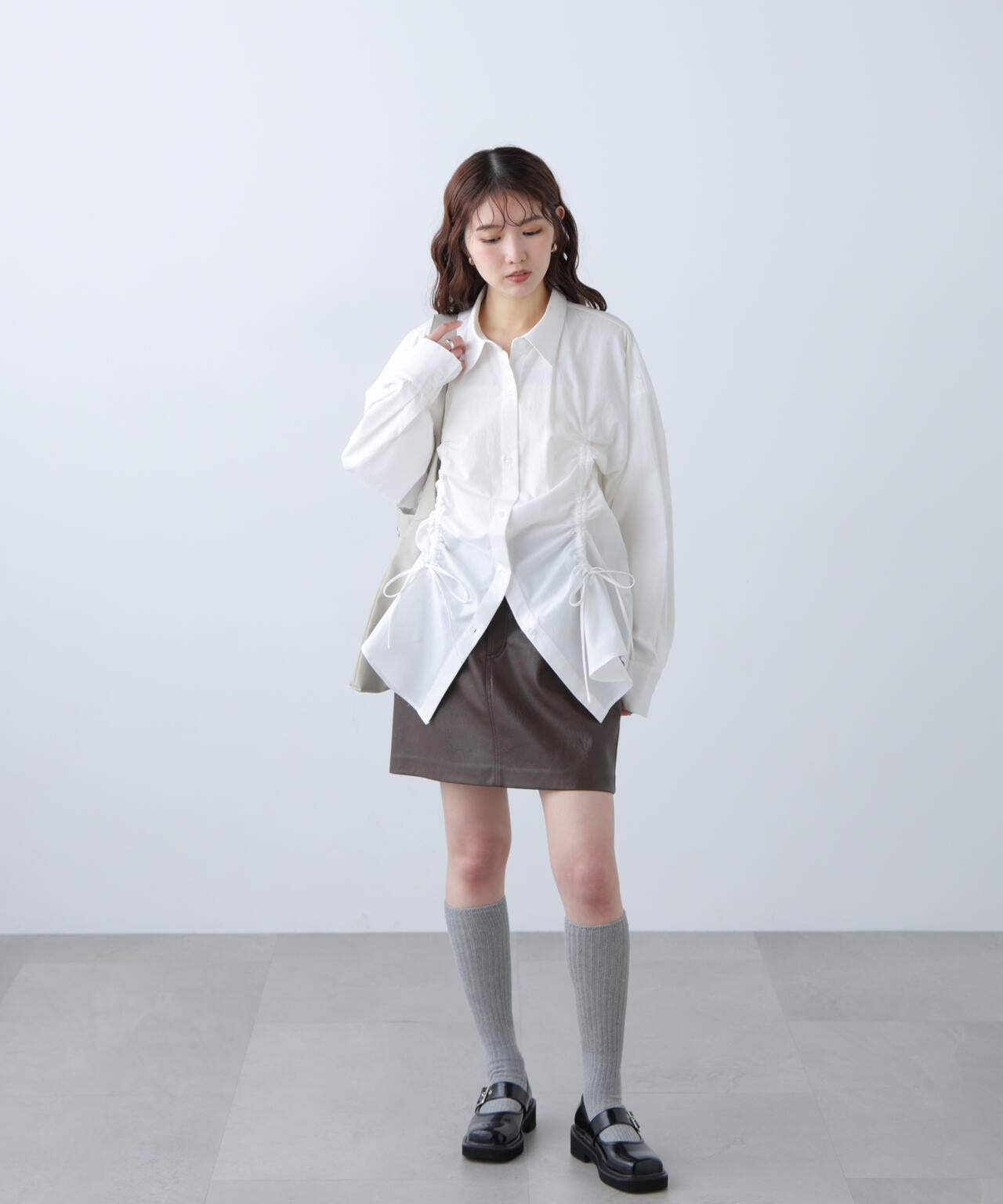 フロントドロストオーバーサイズシャツ