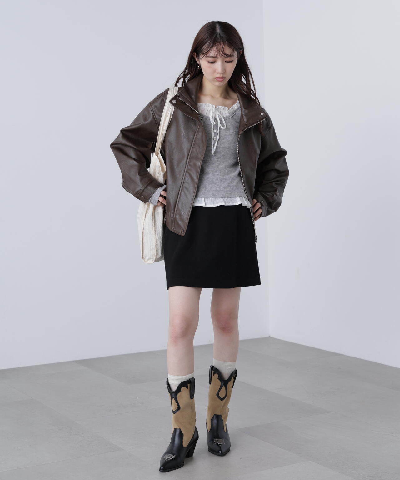 バイアスチェックミニスカート