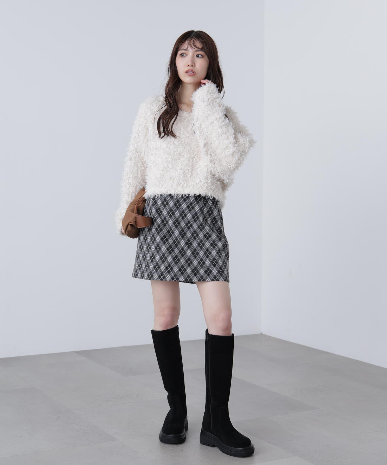 バイアスチェックミニスカート