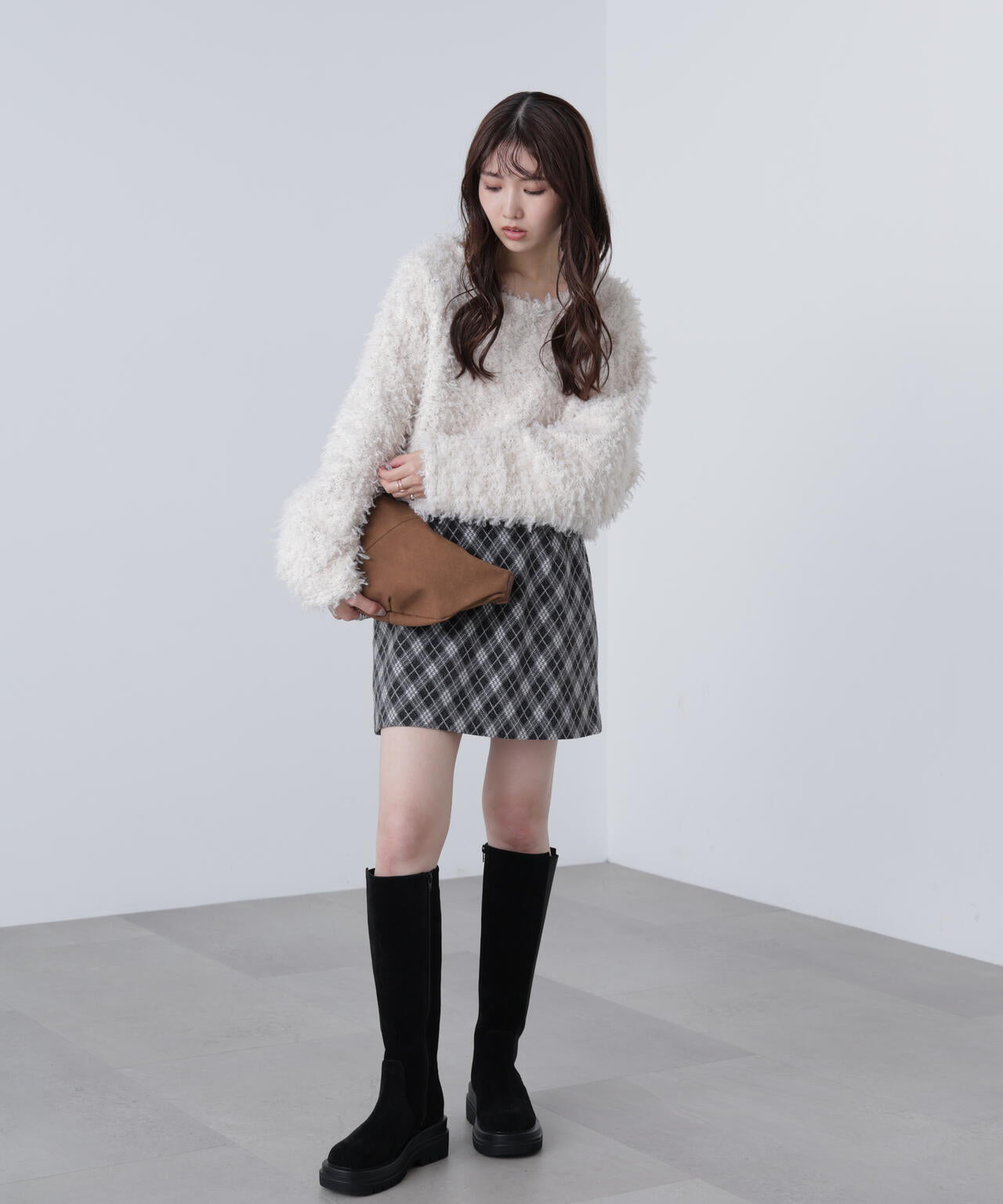 バイアスチェックミニスカート