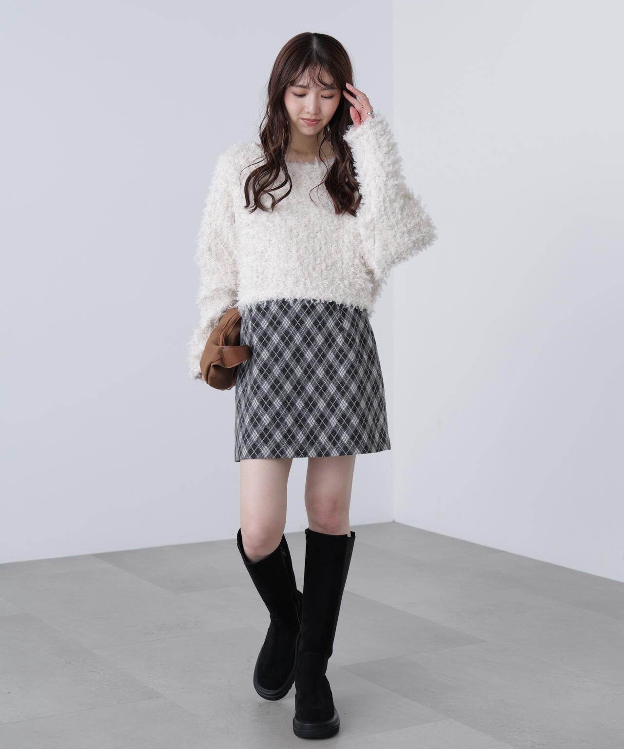 バイアスチェックミニスカート