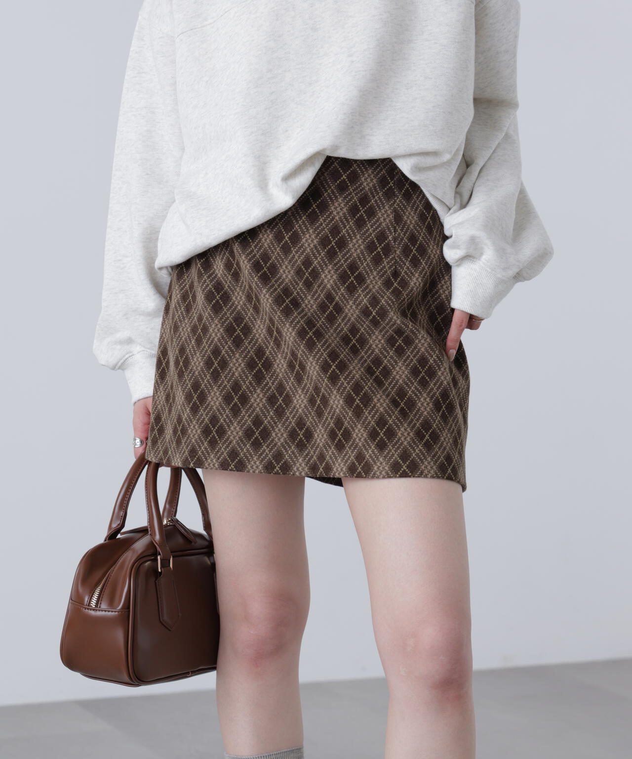 バイアスチェックミニスカート