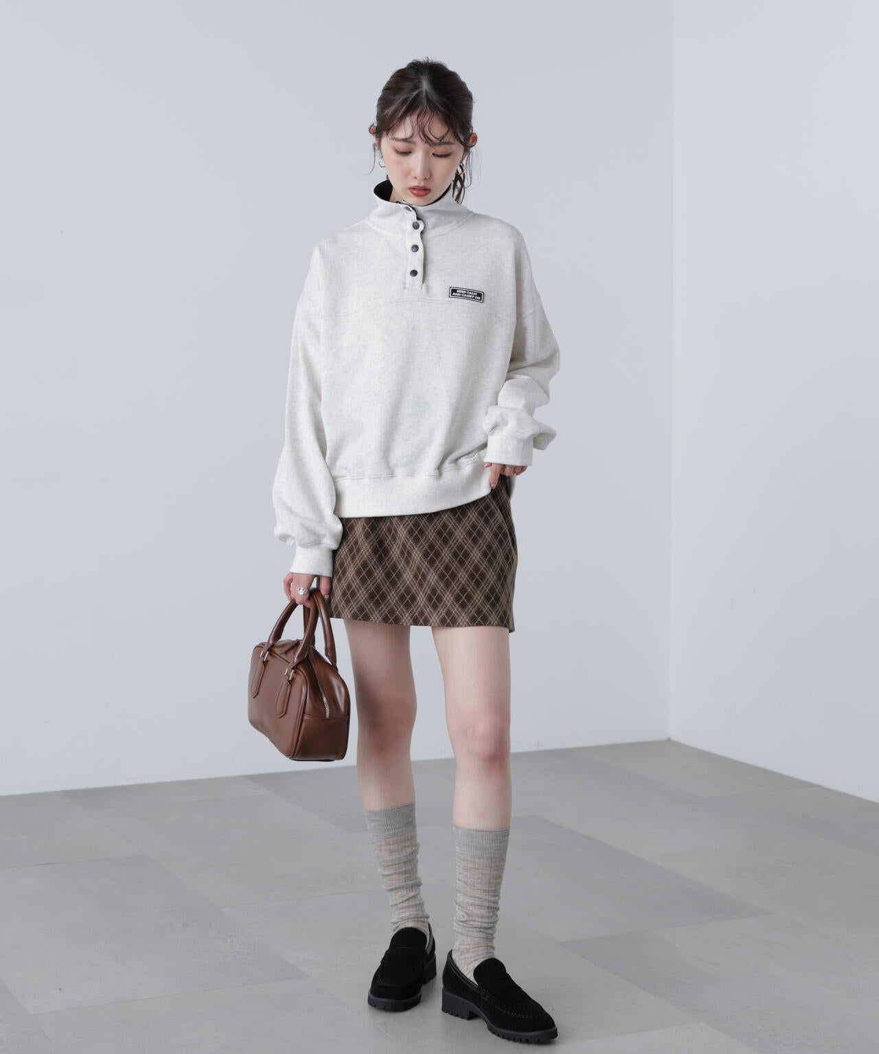 バイアスチェックミニスカート