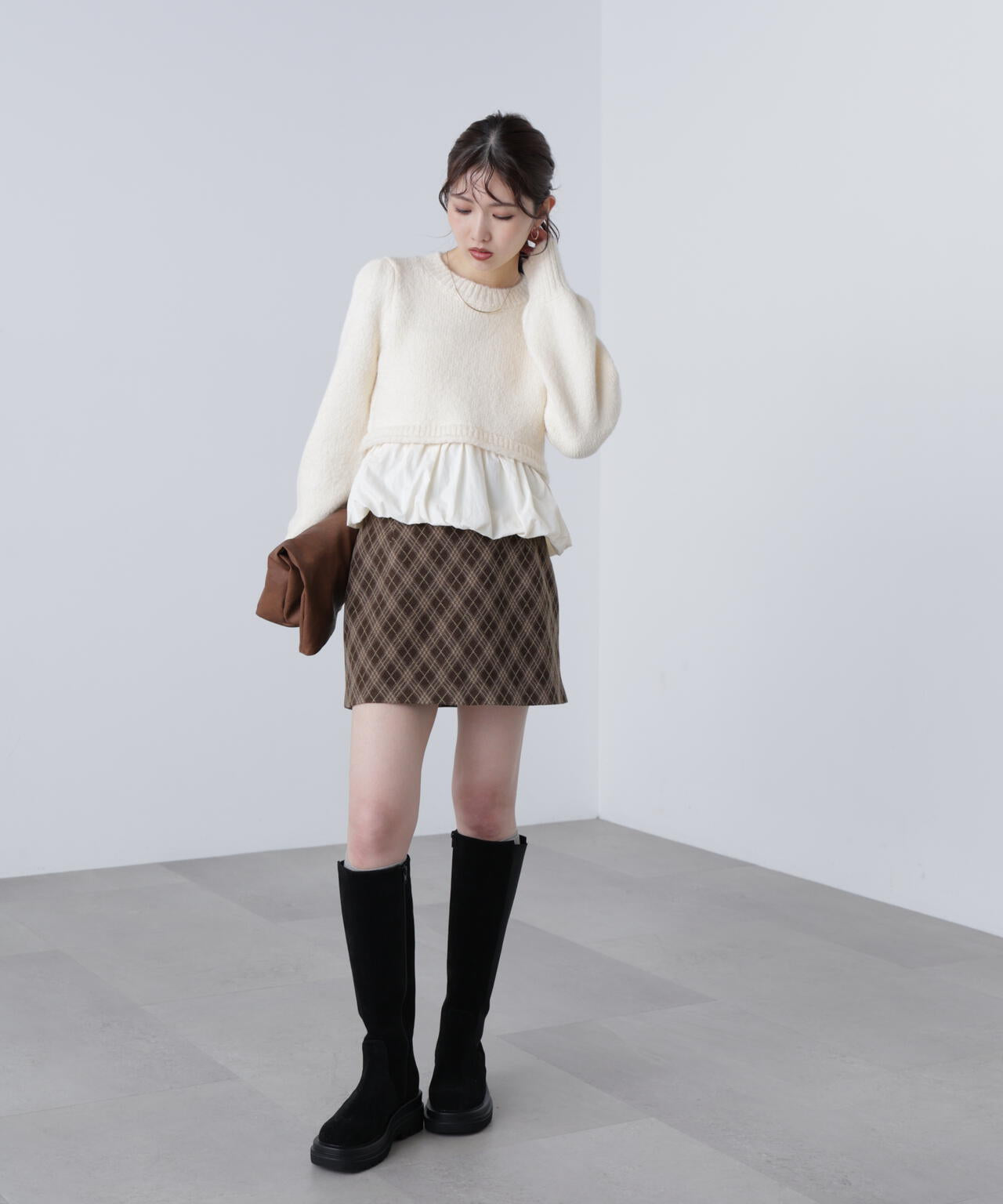 バイアスチェックミニスカート