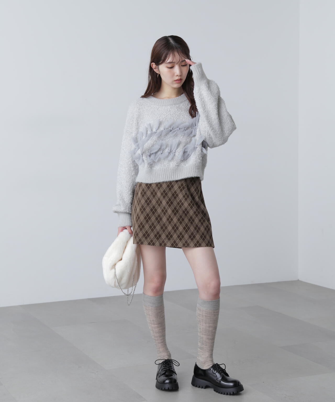 バイアスチェックミニスカート