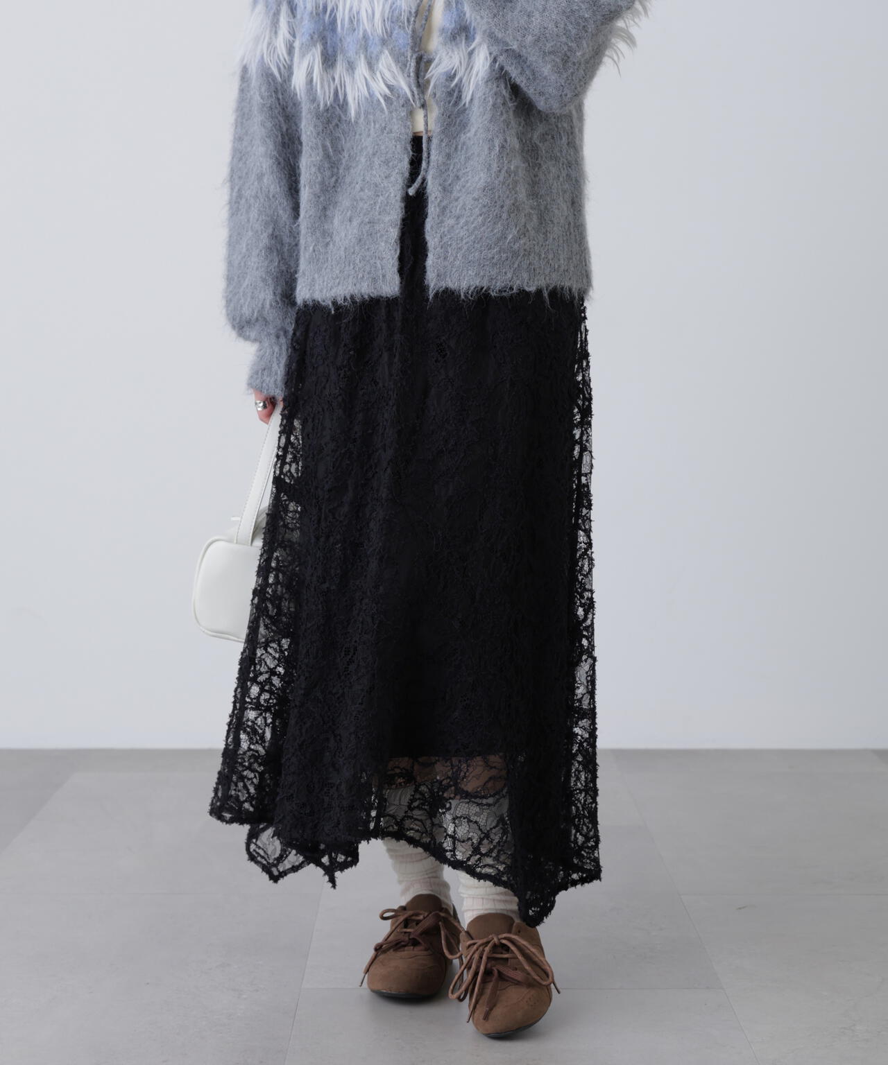 2wayモールレースパネルフレアスカート