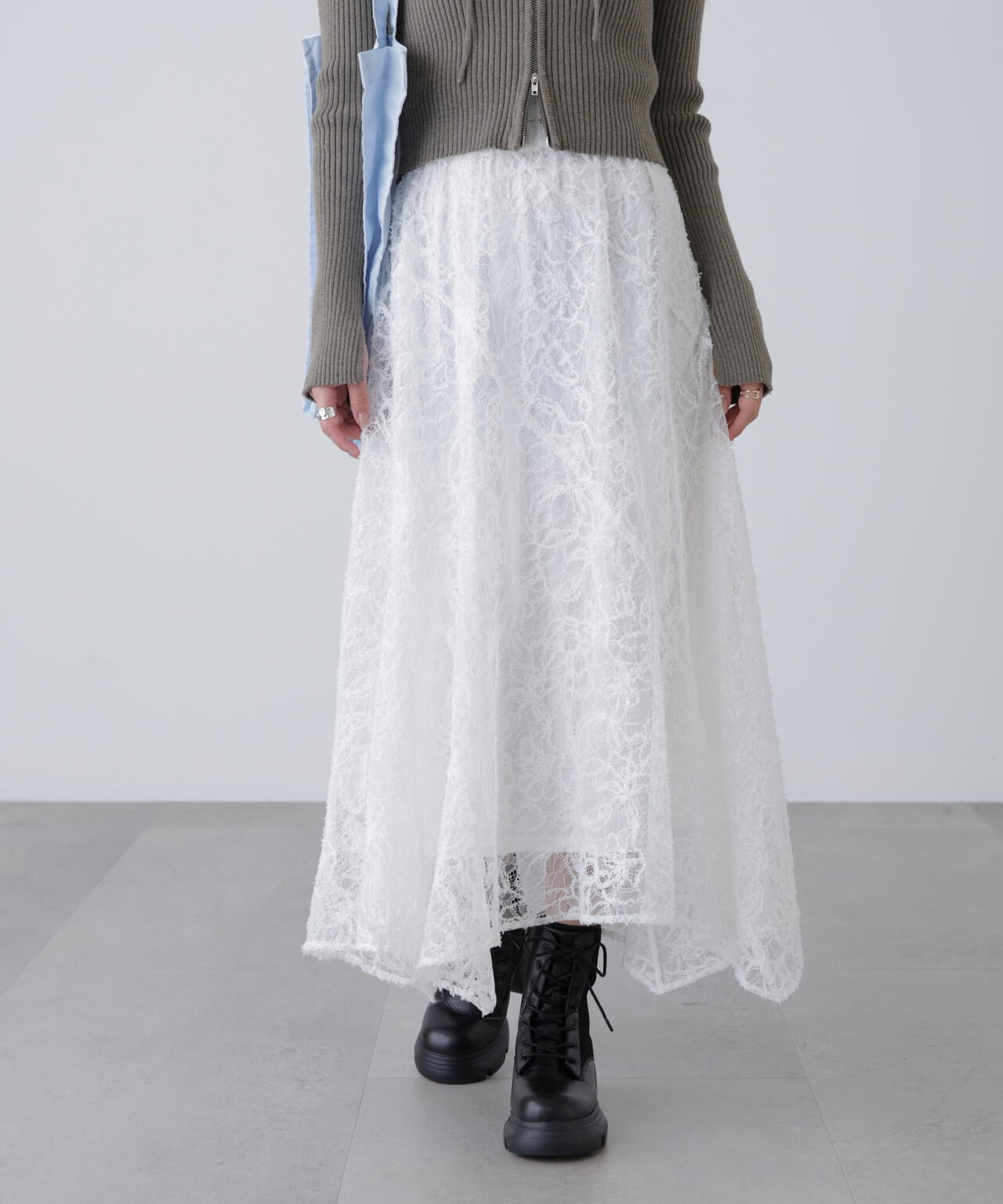 2wayモールレースパネルフレアスカート