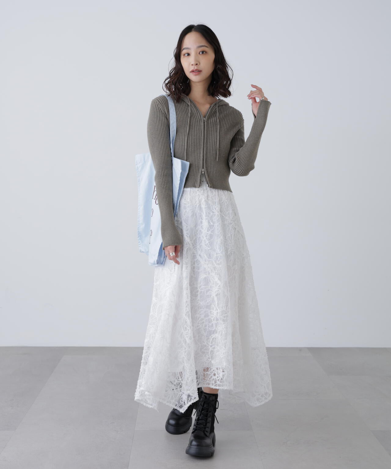 2wayモールレースパネルフレアスカート