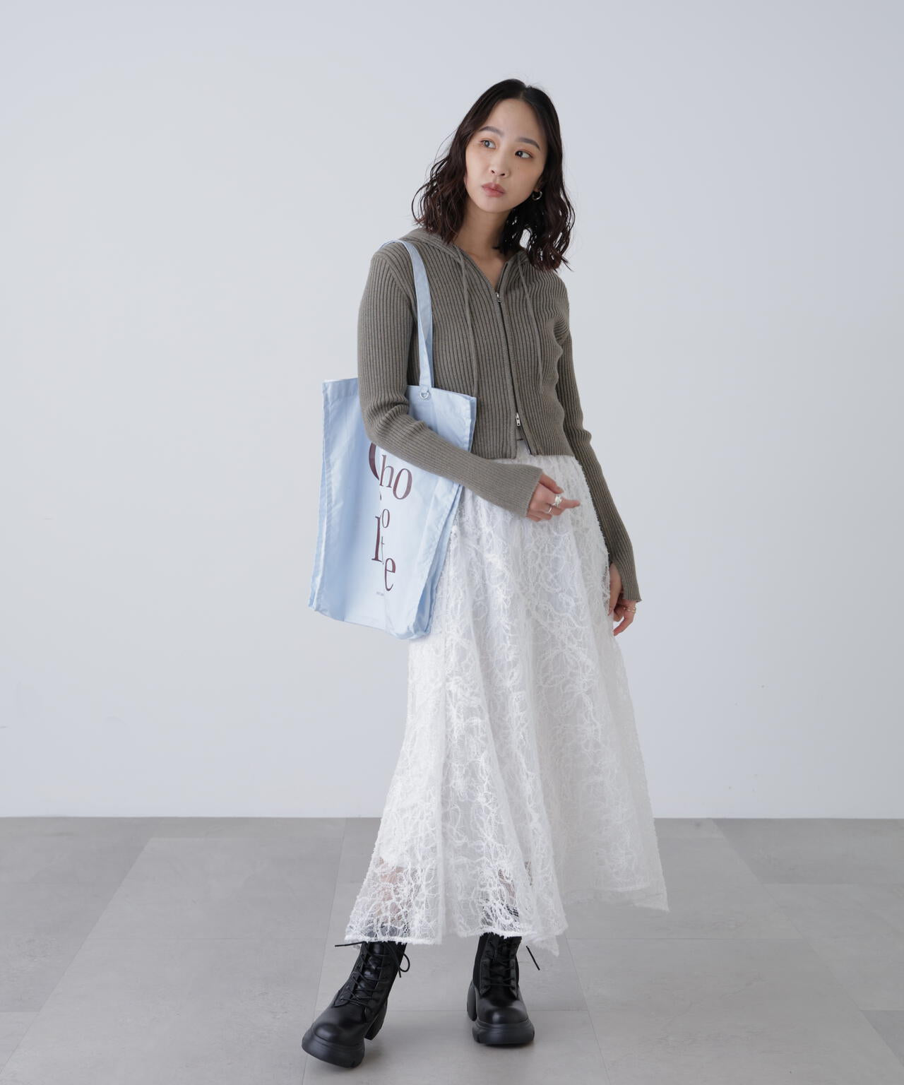 2wayモールレースパネルフレアスカート