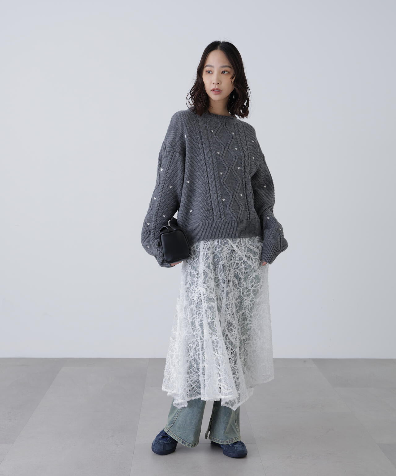 2wayモールレースパネルフレアスカート