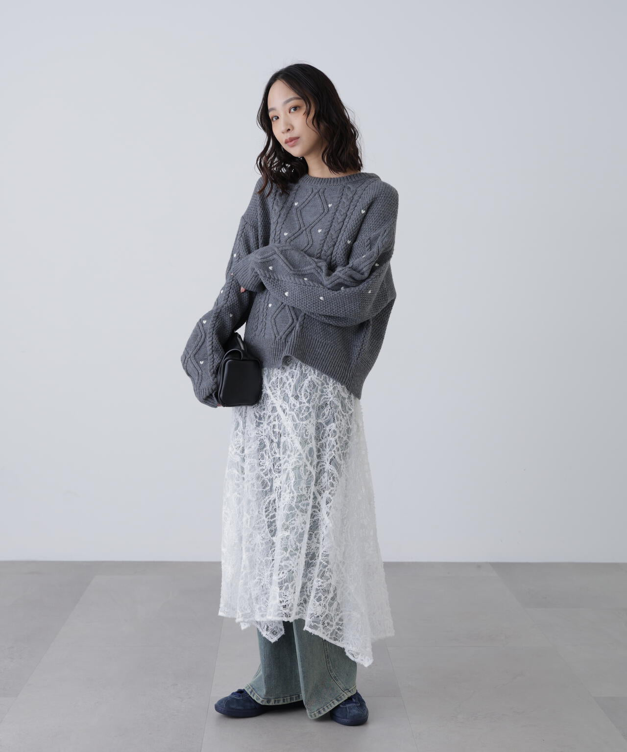 2wayモールレースパネルフレアスカート