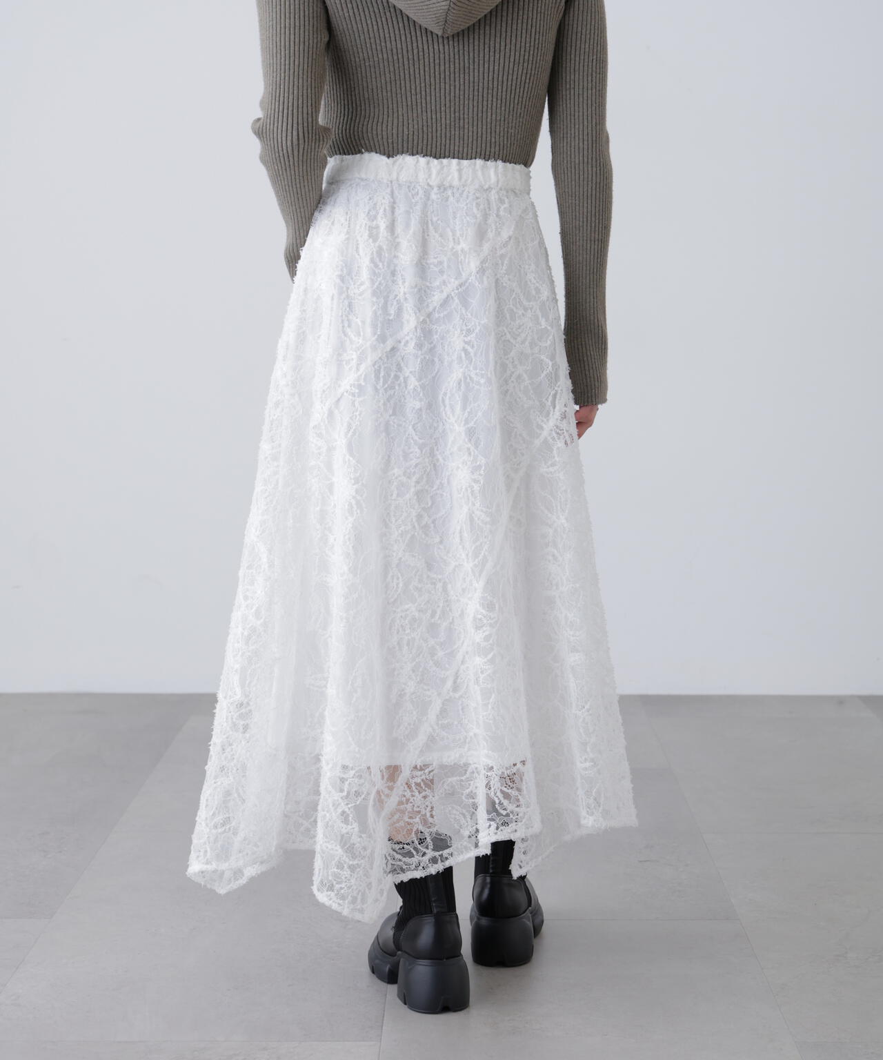 2wayモールレースパネルフレアスカート